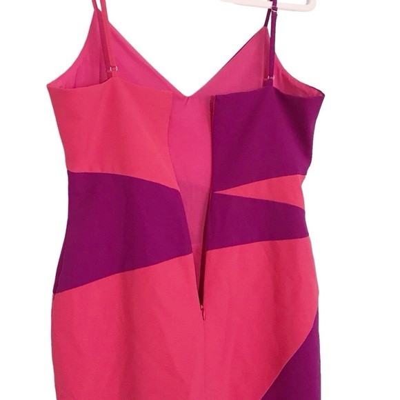 Nicole Miller - Color Block Asymmetrical Dress Pink & Purple Size 6 - Picture 9 of 15